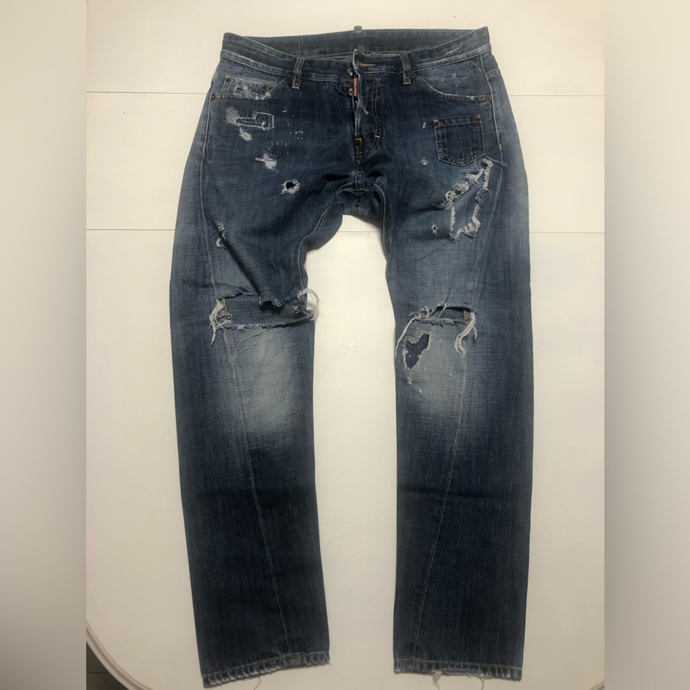 DSQUARED2 Men's Ripped Denim Jeans - Dark Blue